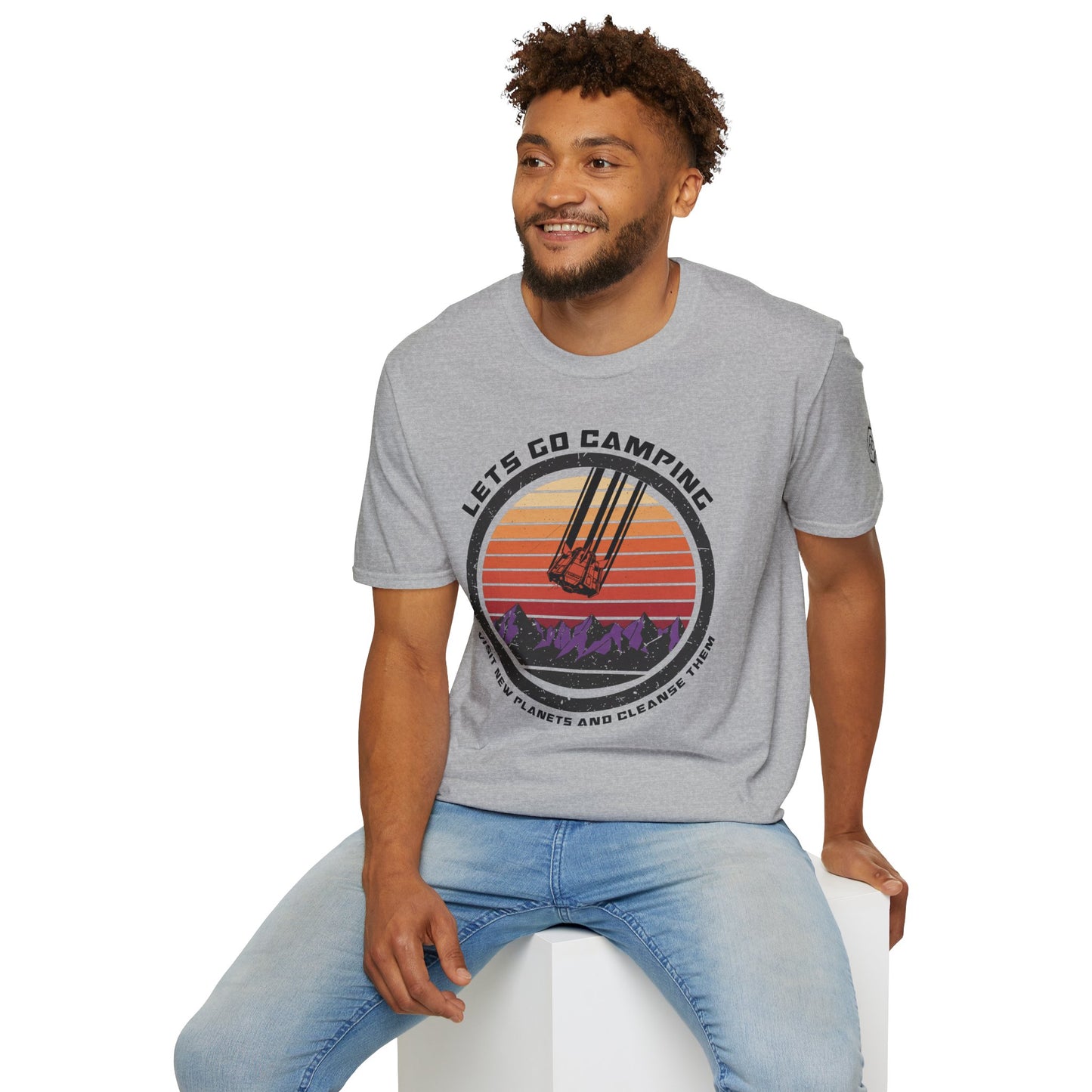 Retro Lets Go Camping Space Drop Pod Unisex T-Shirt