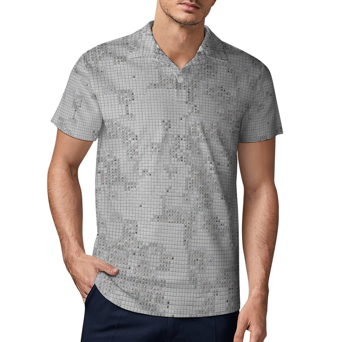 "Endless Grid" Subdued Minesweeper All-Over Print Polo Shirt