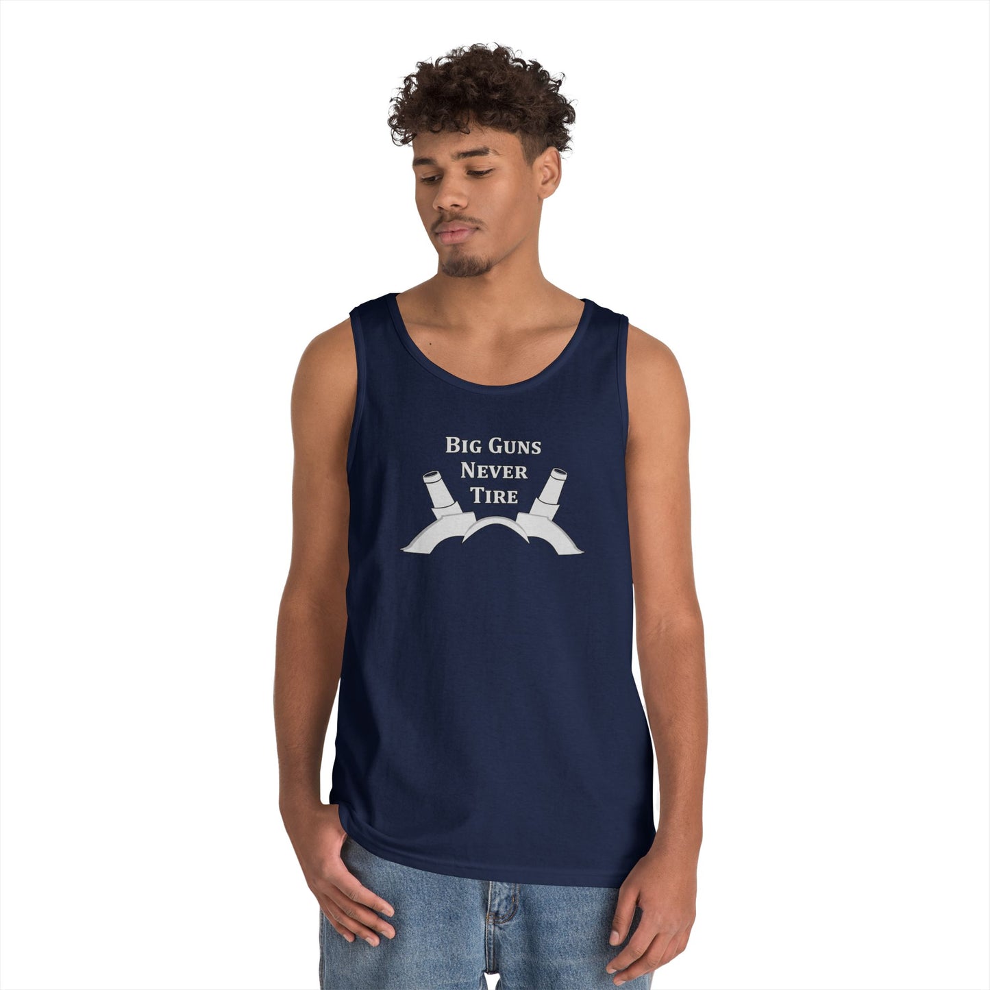 Only In Death - Unisex Cotton Tank Top - Big Guns Never Tire, Funny Gift for Gym Lovers, Wargamers, Miniature Wargaming, Summer Wear, Workout Apparel, Casual Tank