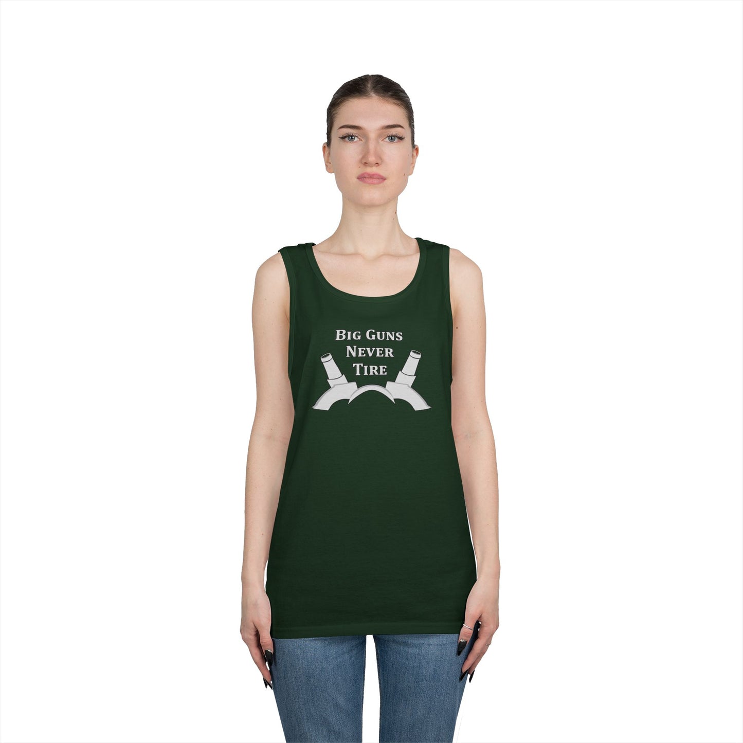 Only In Death - Unisex Cotton Tank Top - Big Guns Never Tire, Funny Gift for Gym Lovers, Wargamers, Miniature Wargaming, Summer Wear, Workout Apparel, Casual Tank