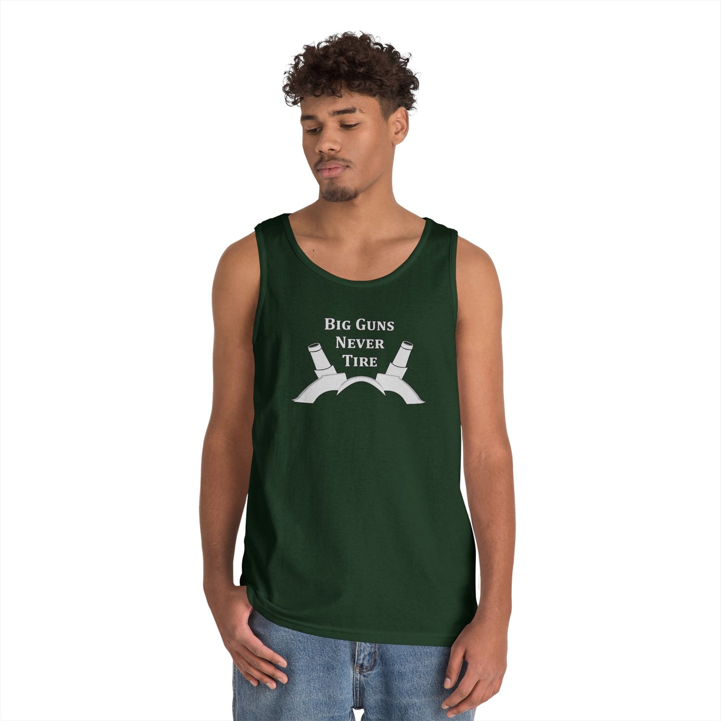 Only In Death - Unisex Cotton Tank Top - Big Guns Never Tire, Funny Gift for Gym Lovers, Wargamers, Miniature Wargaming, Summer Wear, Workout Apparel, Casual Tank