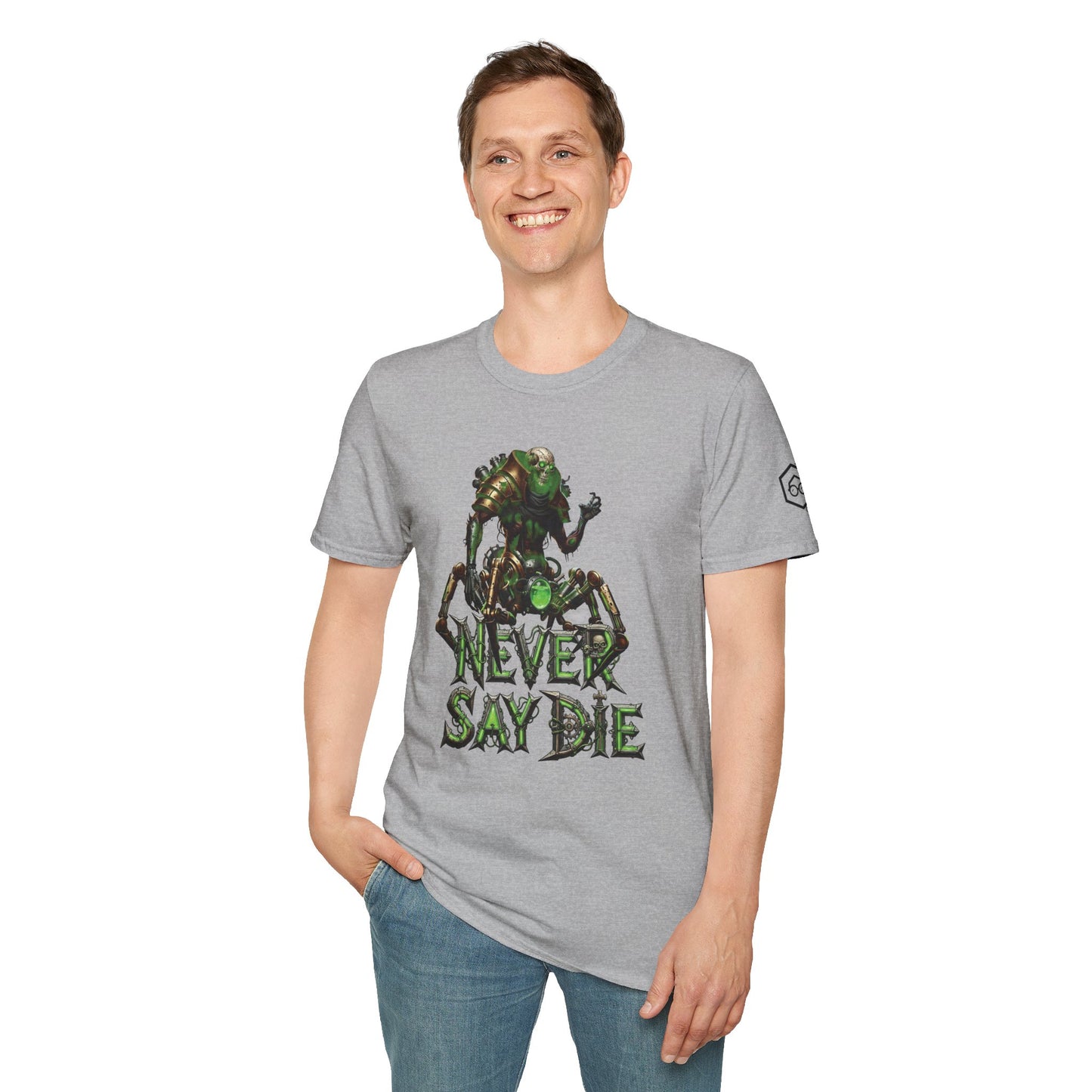 Never Say Die in the Necropolis Funny Dark Sci Fi Wargaming Unisex T-Shirt