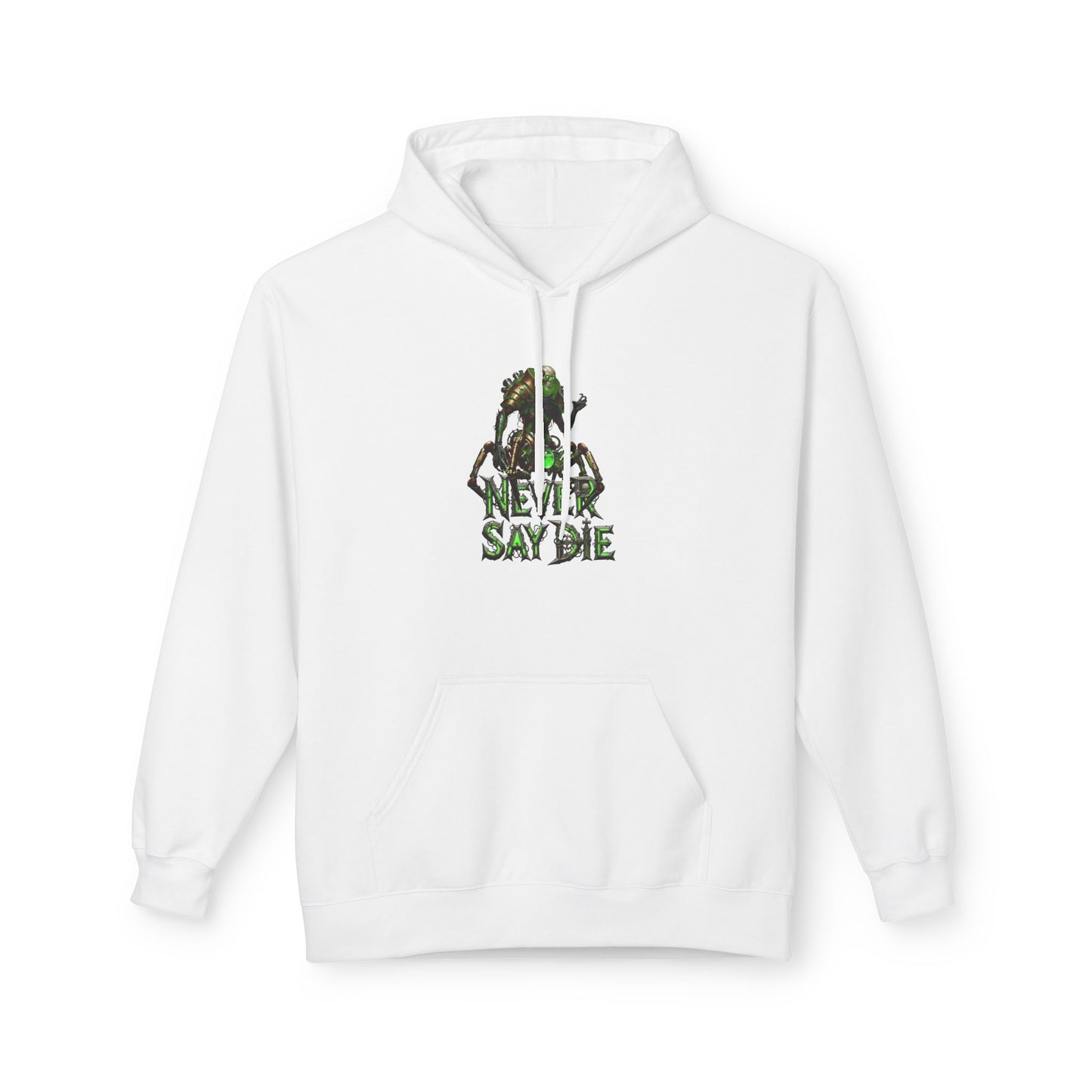 Hoodie with 'Never Say Die' Design - Perfect for Gamers, Motivational Gift, Casual Wear, Unisex Indoor/Outdoor Style