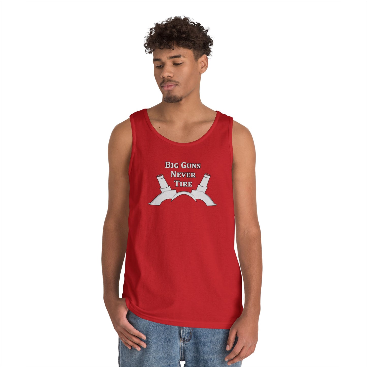 Only In Death - Unisex Cotton Tank Top - Big Guns Never Tire, Funny Gift for Gym Lovers, Wargamers, Miniature Wargaming, Summer Wear, Workout Apparel, Casual Tank