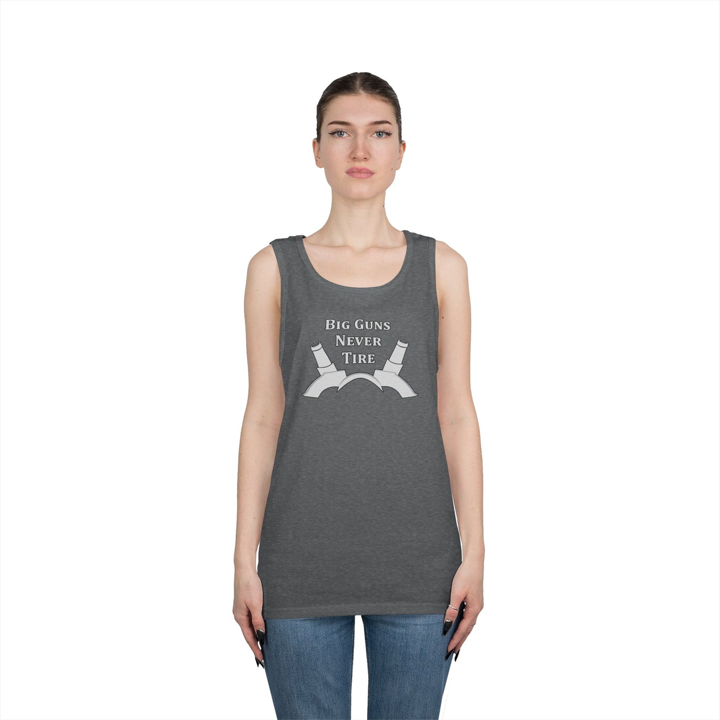 Only In Death - Unisex Cotton Tank Top - Big Guns Never Tire, Funny Gift for Gym Lovers, Wargamers, Miniature Wargaming, Summer Wear, Workout Apparel, Casual Tank