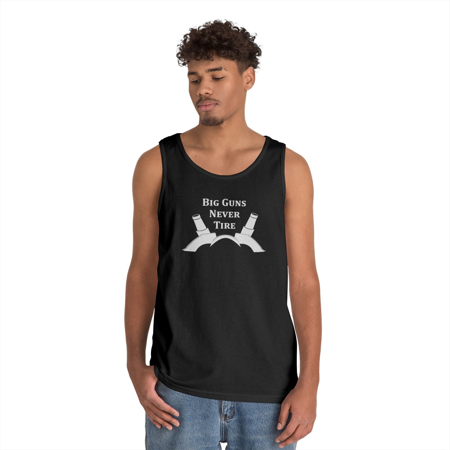 Only In Death - Unisex Cotton Tank Top - Big Guns Never Tire, Funny Gift for Gym Lovers, Wargamers, Miniature Wargaming, Summer Wear, Workout Apparel, Casual Tank