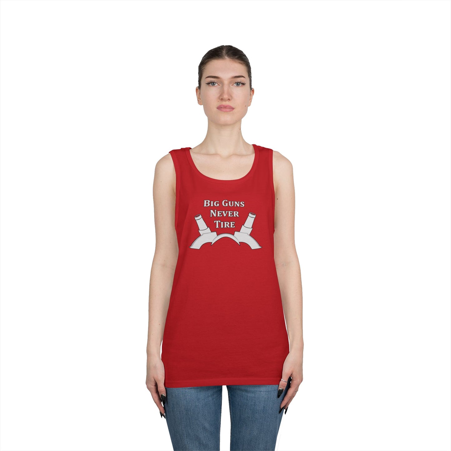 Only In Death - Unisex Cotton Tank Top - Big Guns Never Tire, Funny Gift for Gym Lovers, Wargamers, Miniature Wargaming, Summer Wear, Workout Apparel, Casual Tank