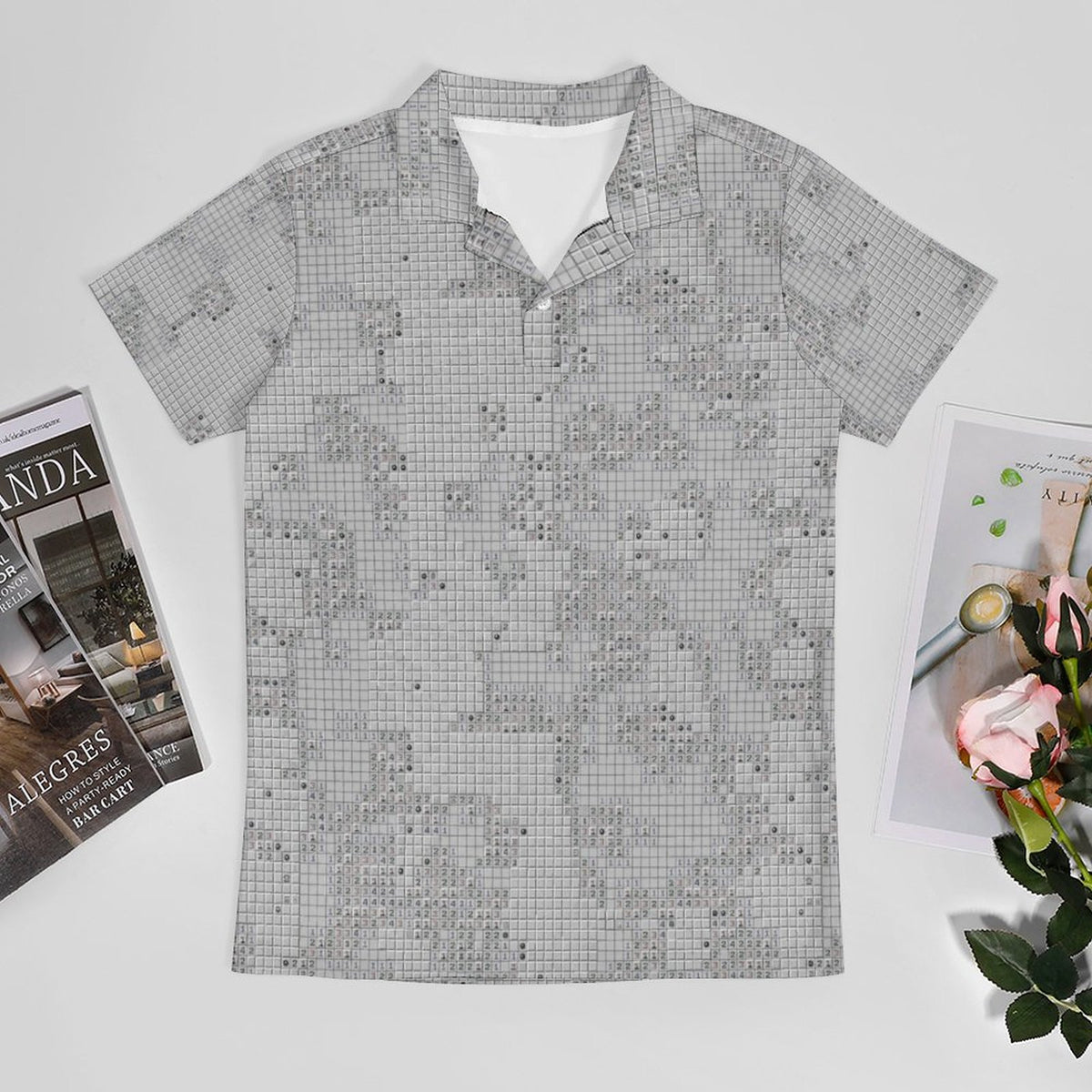 "Endless Grid" Subdued Minesweeper All-Over Print Polo Shirt