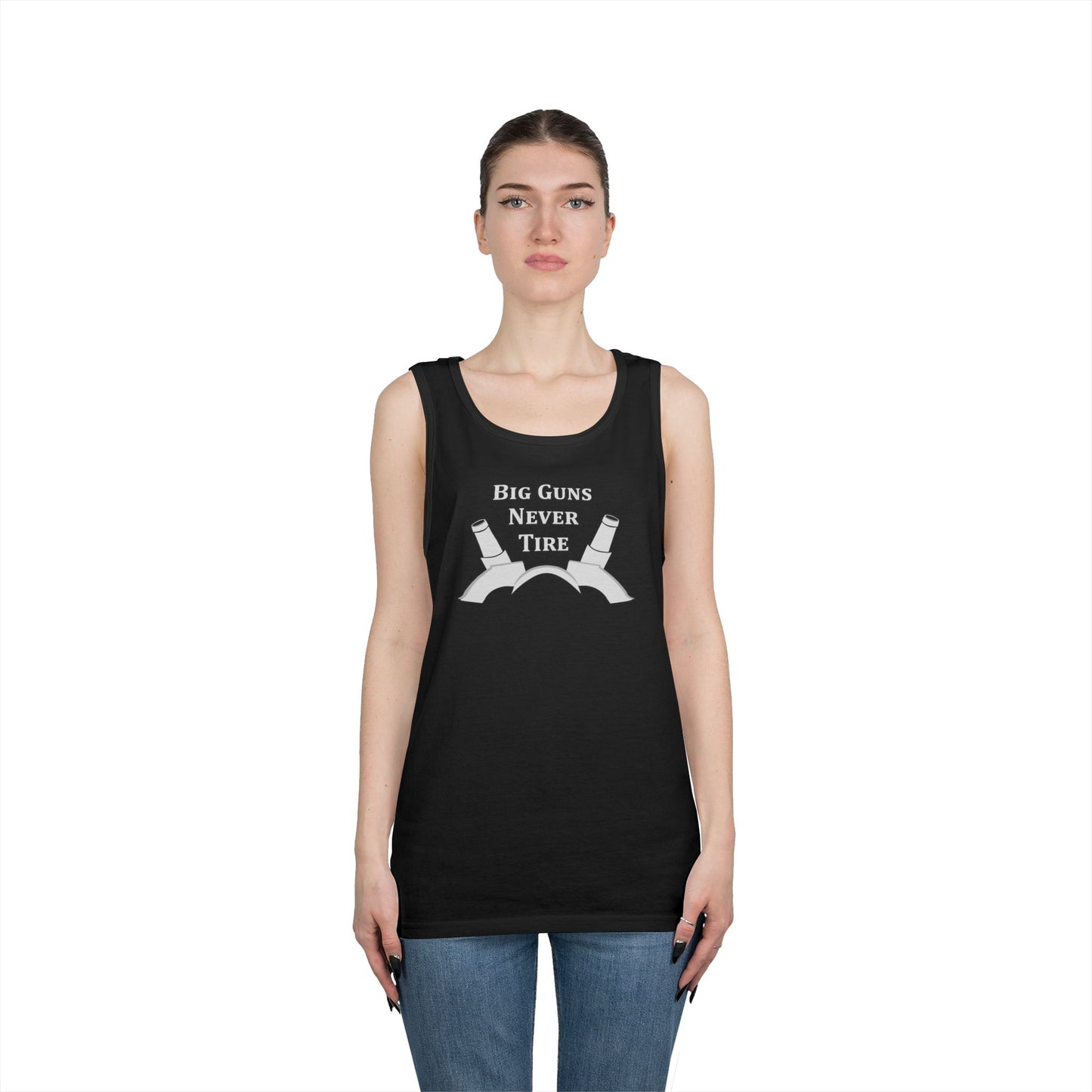 Only In Death - Unisex Cotton Tank Top - Big Guns Never Tire, Funny Gift for Gym Lovers, Wargamers, Miniature Wargaming, Summer Wear, Workout Apparel, Casual Tank
