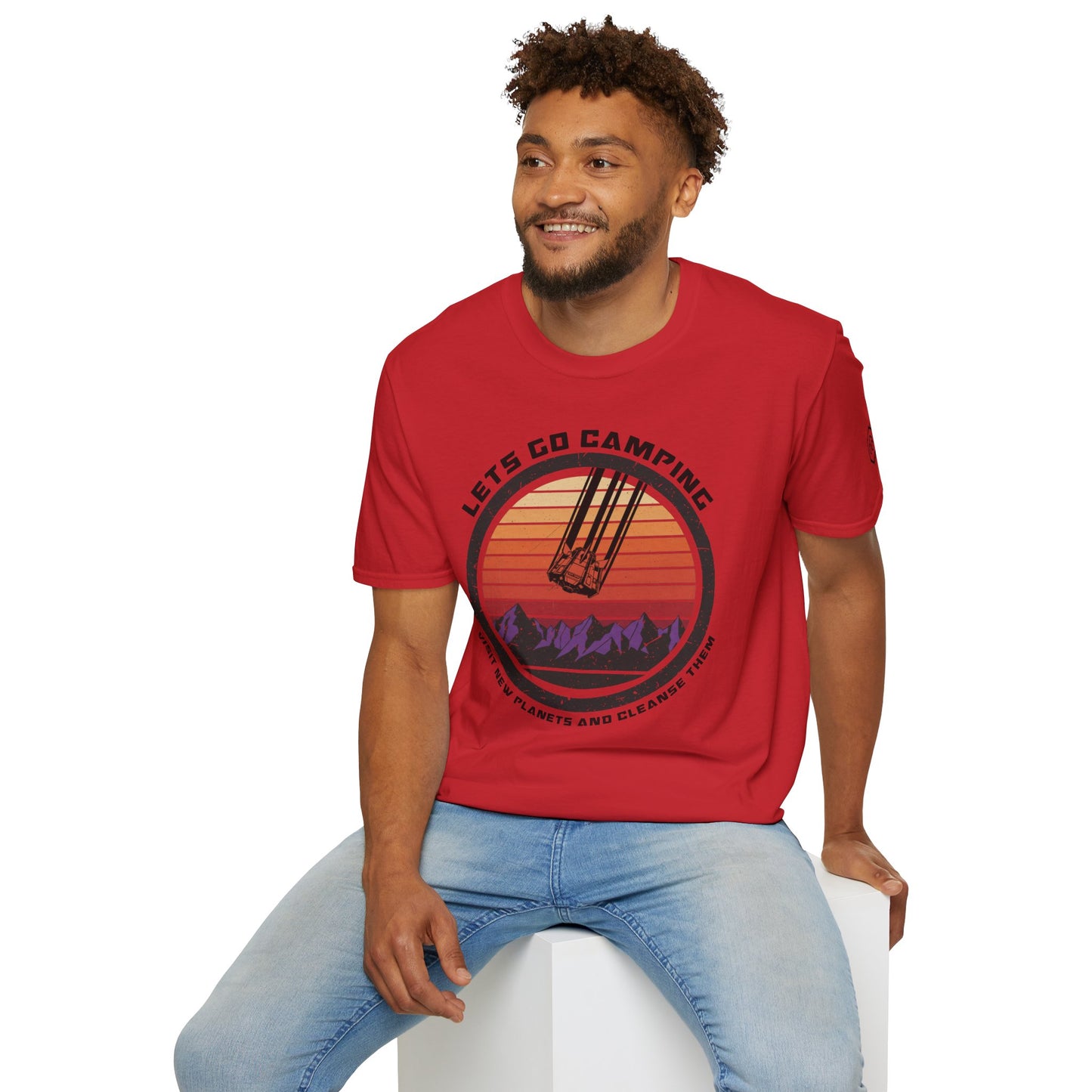 Retro Lets Go Camping Space Drop Pod Unisex T-Shirt
