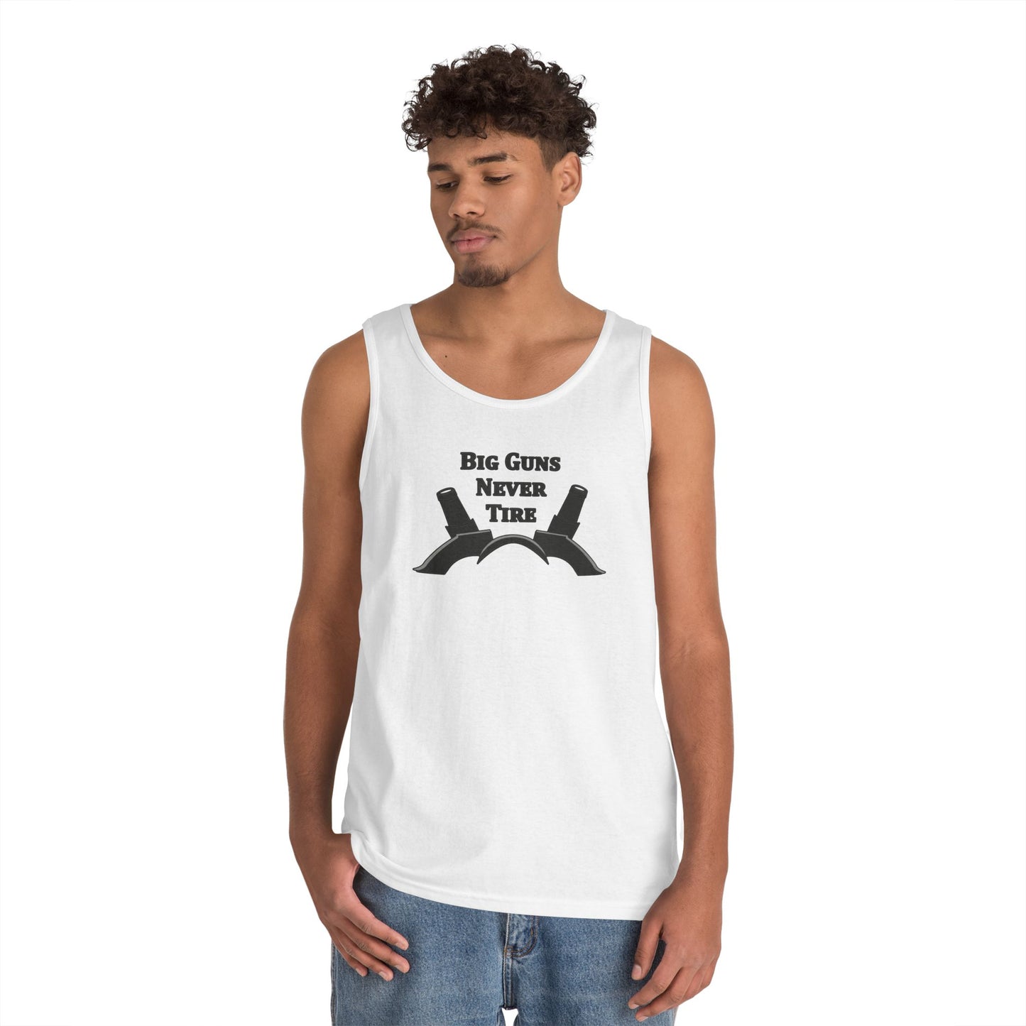 Only In Death - Unisex Cotton Tank Top - Big Guns Never Tire, Funny Gift for Gym Lovers, Wargamers, Miniature Wargaming, Summer Wear, Workout Apparel, Casual Tank