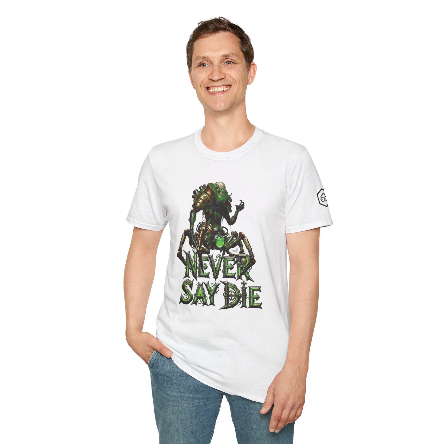 Never Say Die in the Necropolis Funny Dark Sci Fi Wargaming Unisex T-Shirt