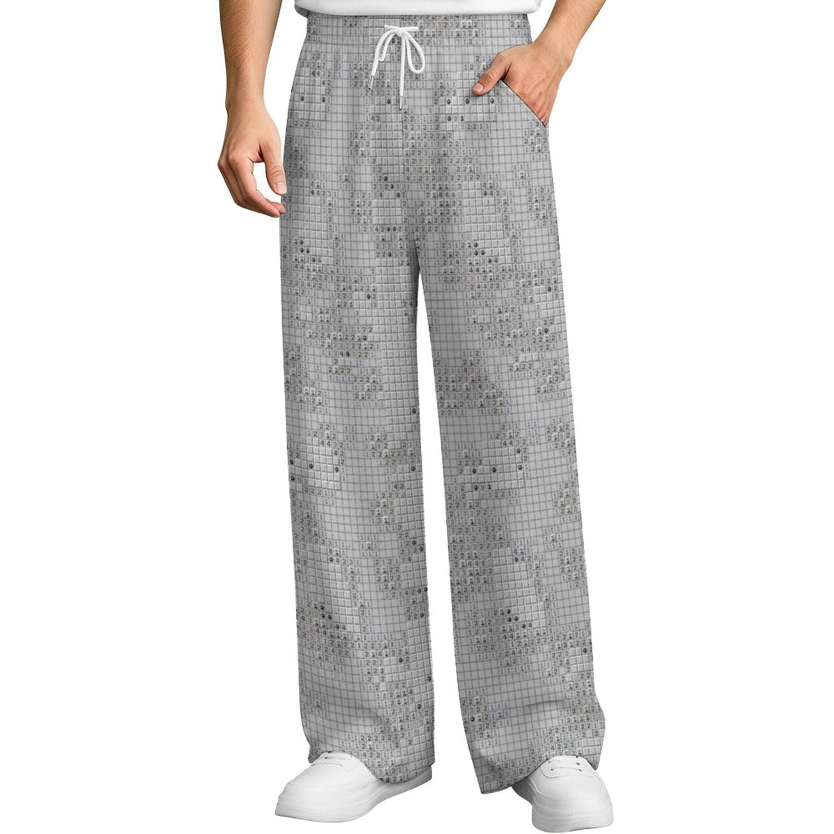 "Endless Grid" Subdued Minesweeper All-Over Print Pajama Pants