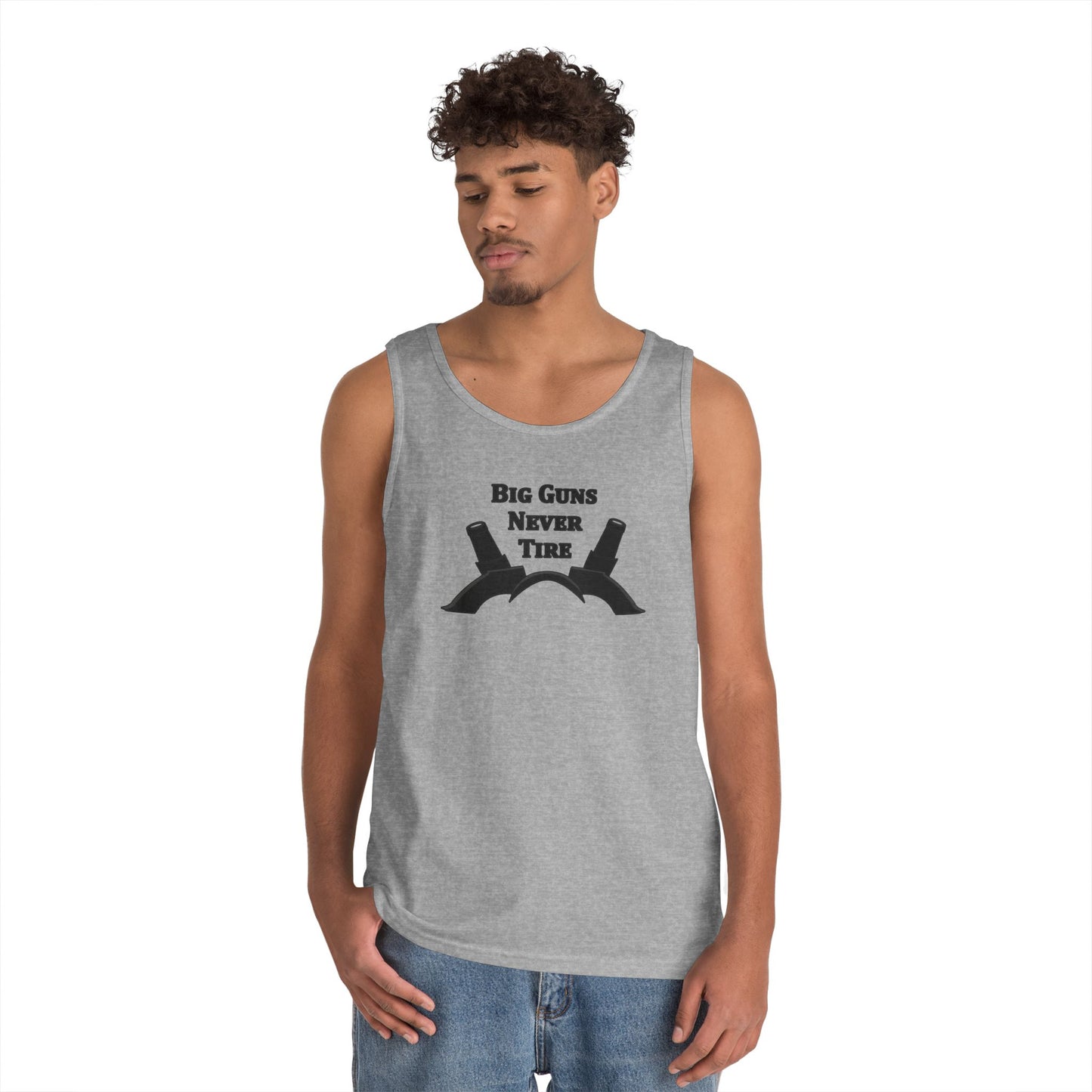 Only In Death - Unisex Cotton Tank Top - Big Guns Never Tire, Funny Gift for Gym Lovers, Wargamers, Miniature Wargaming, Summer Wear, Workout Apparel, Casual Tank