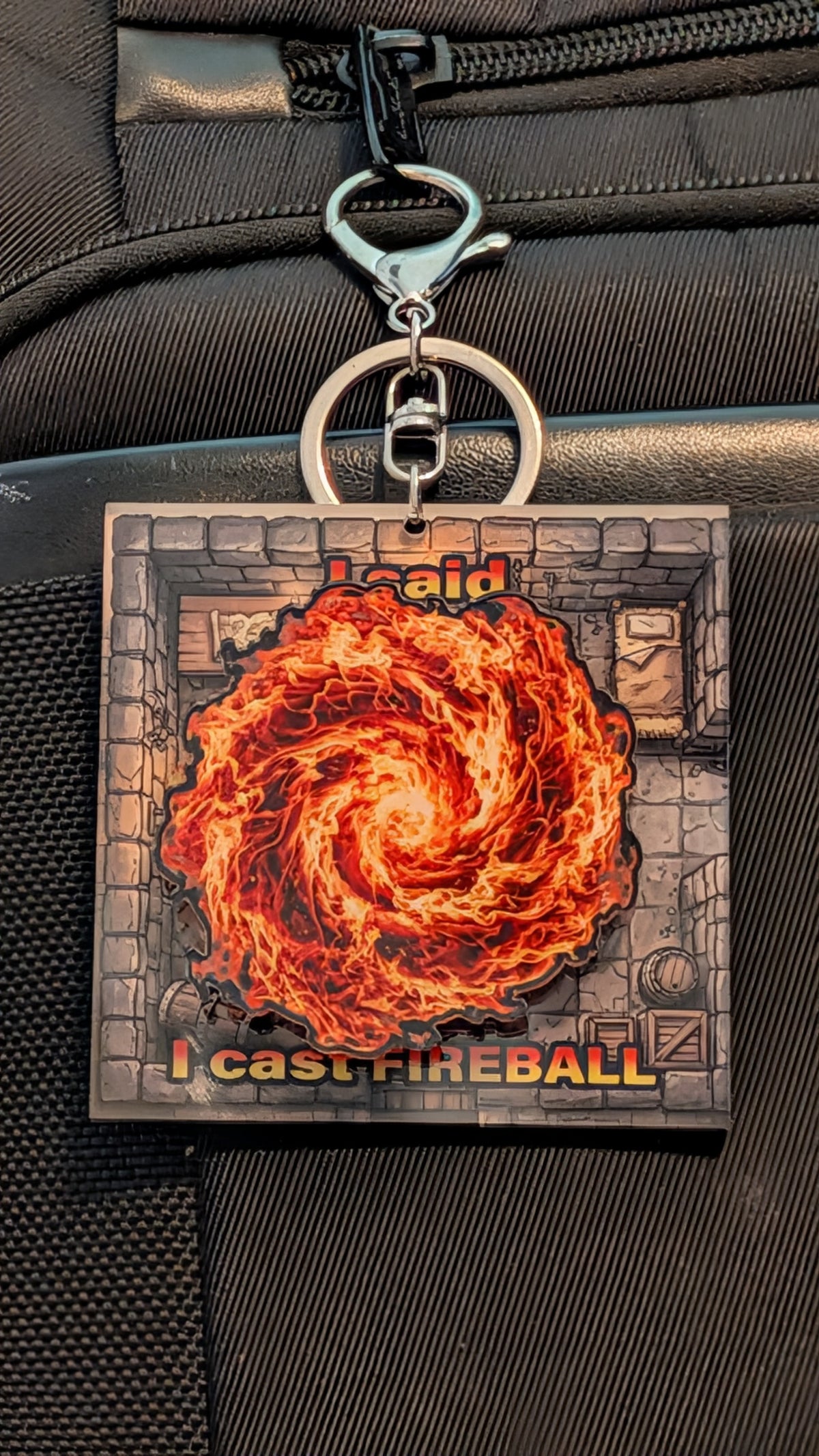 "I Said I Cast Fireball" Interactive Spinning Acrylic Keychain