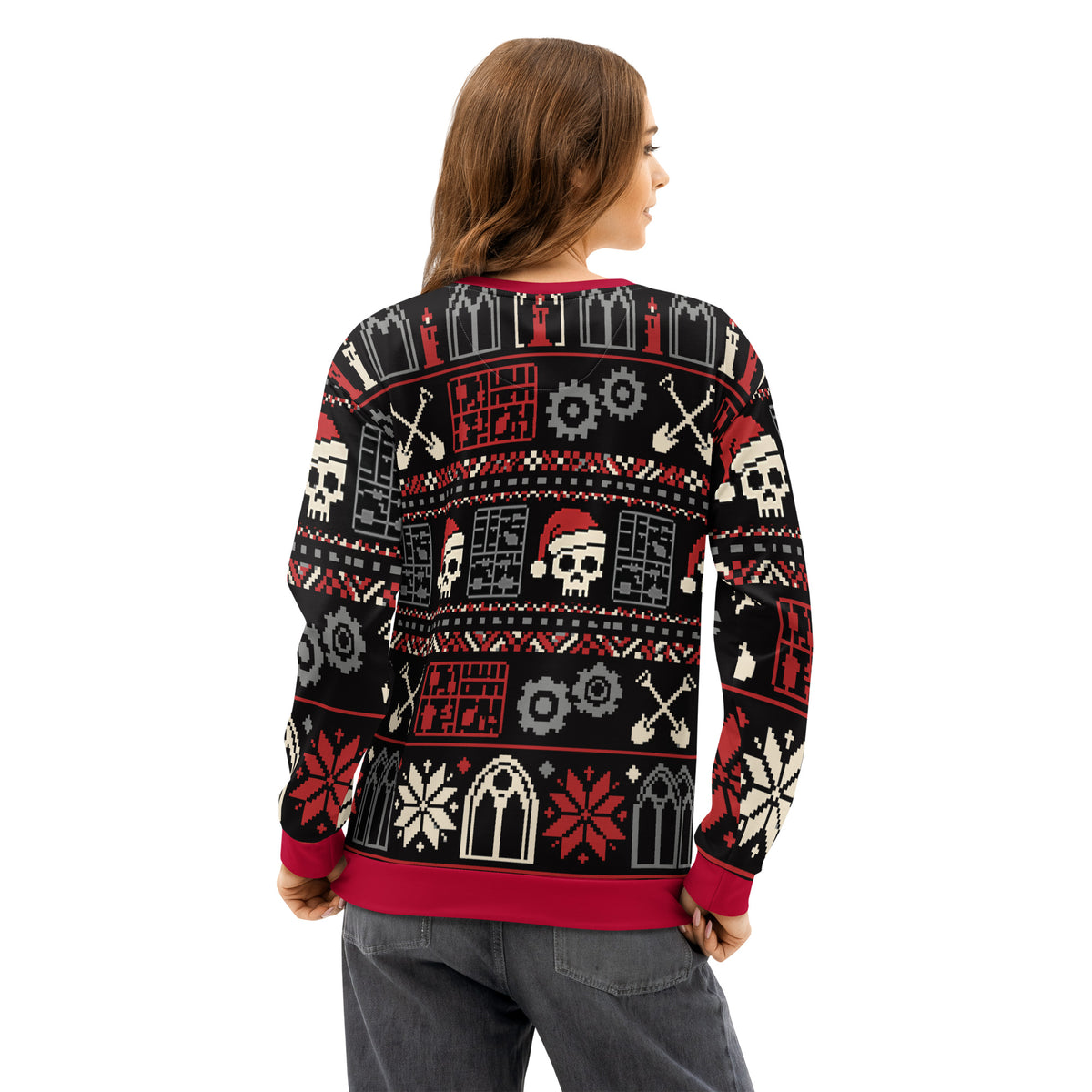 "Deck the Halls with Unpainted Plastic" All-Over Print Holiday Crewneck Sweatshirt
