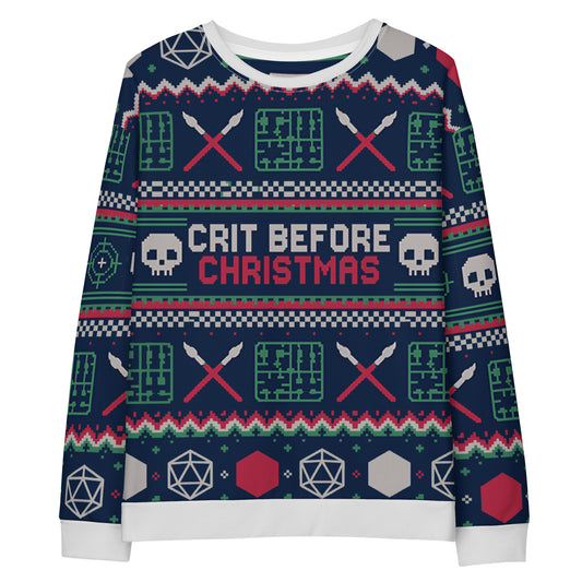 "Crit Before Christmas" All-Over Print Holiday Crewneck Sweatshirt