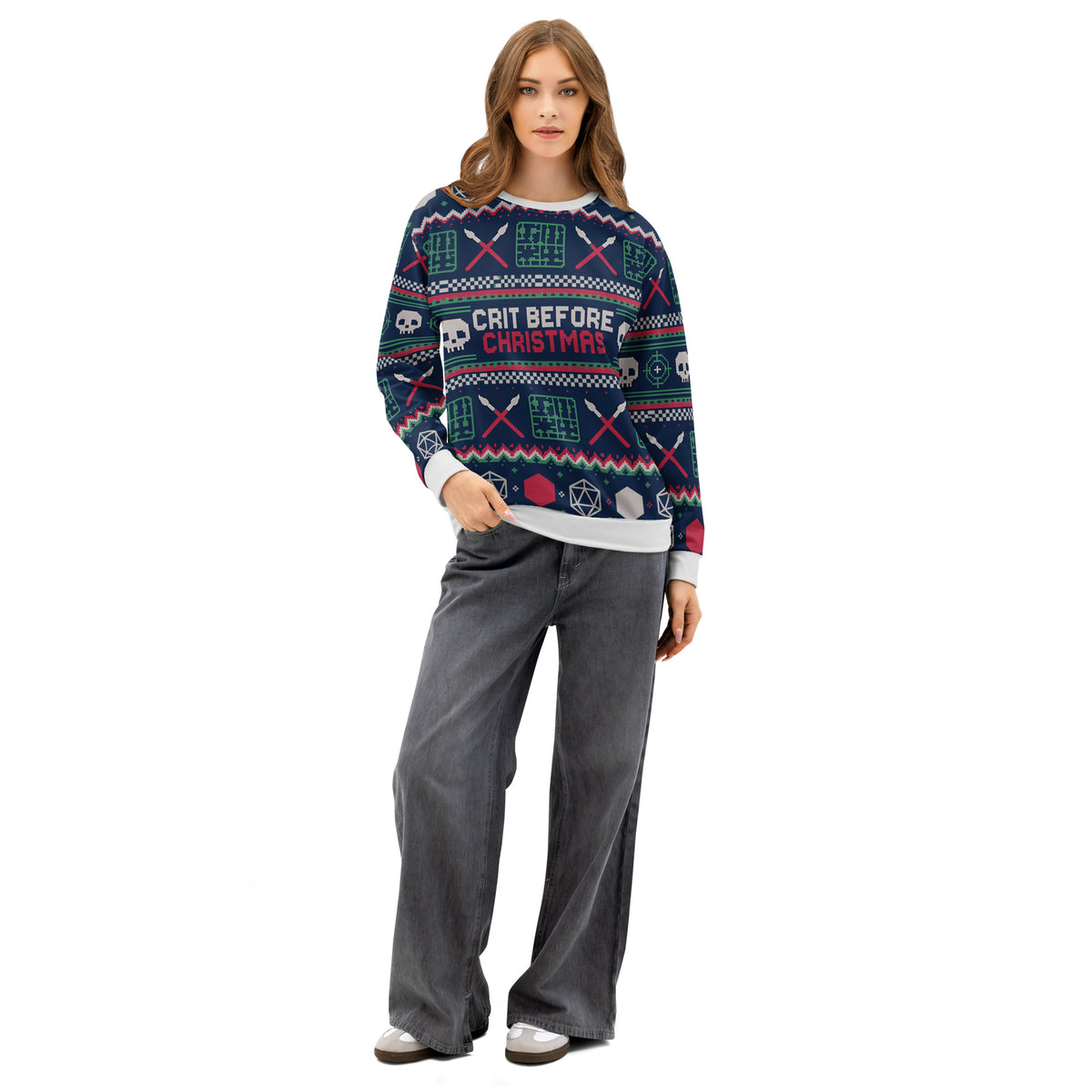 "Crit Before Christmas" All-Over Print Holiday Crewneck Sweatshirt