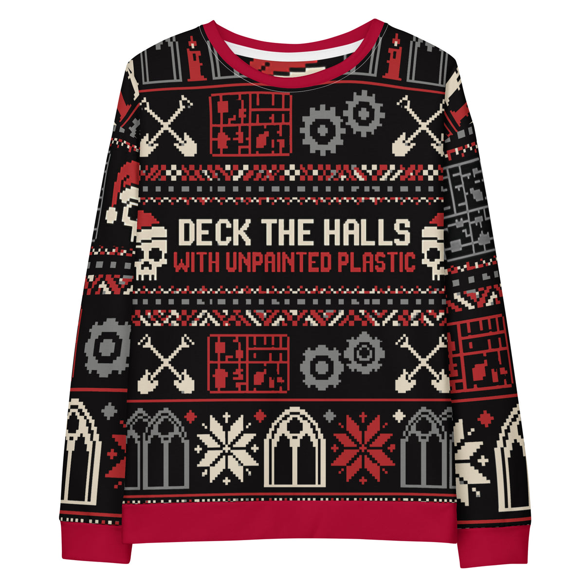 "Deck the Halls with Unpainted Plastic" All-Over Print Holiday Crewneck Sweatshirt