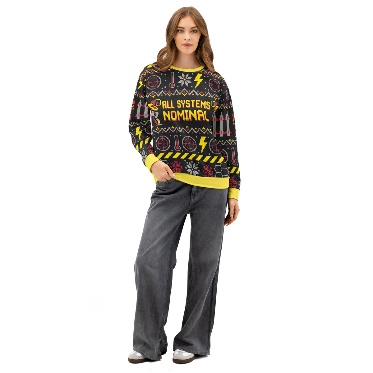 "All Systems Nominal" All-Over Print Holiday Crewneck Sweatshirt