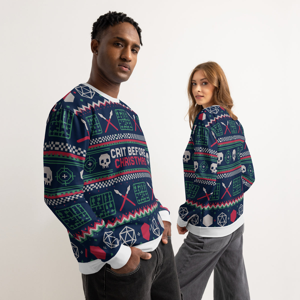 "Crit Before Christmas" All-Over Print Holiday Crewneck Sweatshirt