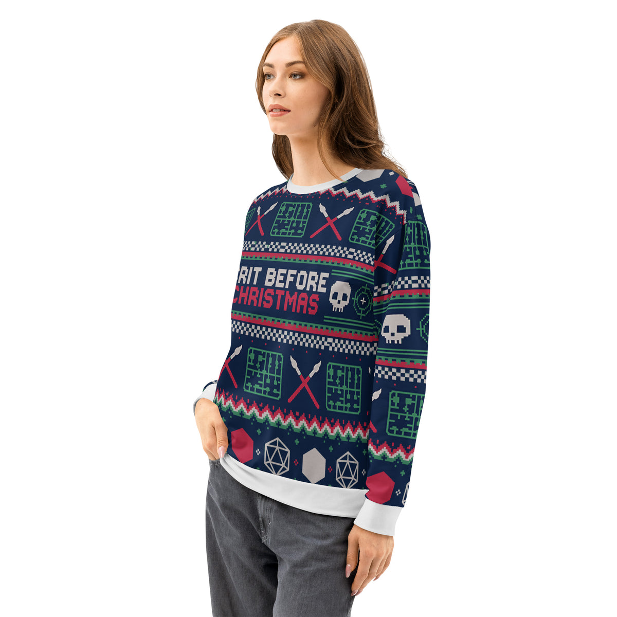 "Crit Before Christmas" All-Over Print Holiday Crewneck Sweatshirt