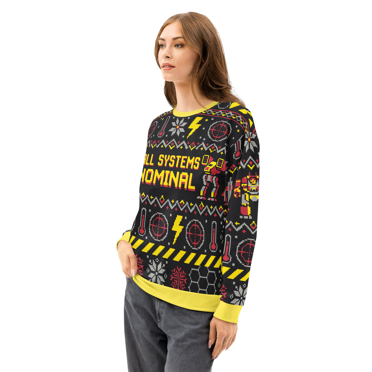 "All Systems Nominal" All-Over Print Holiday Crewneck Sweatshirt