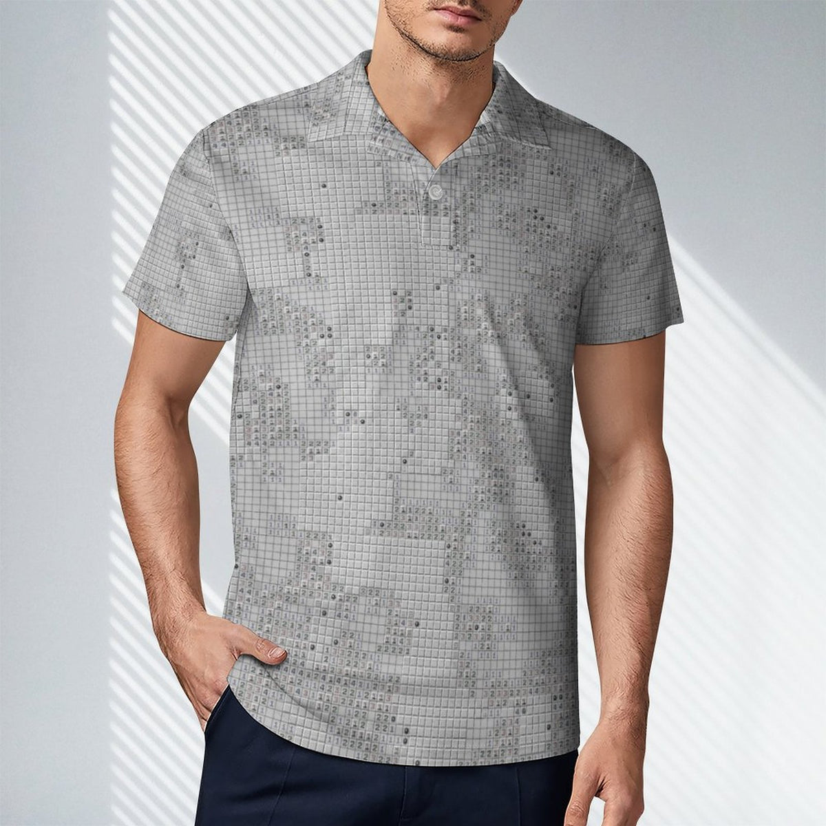 "Endless Grid" Subdued Minesweeper All-Over Print Polo Shirt