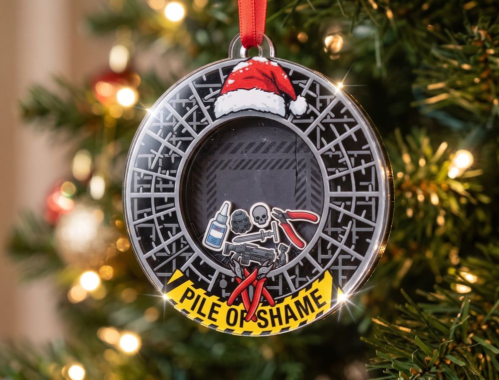 "Pile of Shame" Miniature Hobby Acrylic Shaker Ornament - Wargamer & Model Builder Holiday Gift