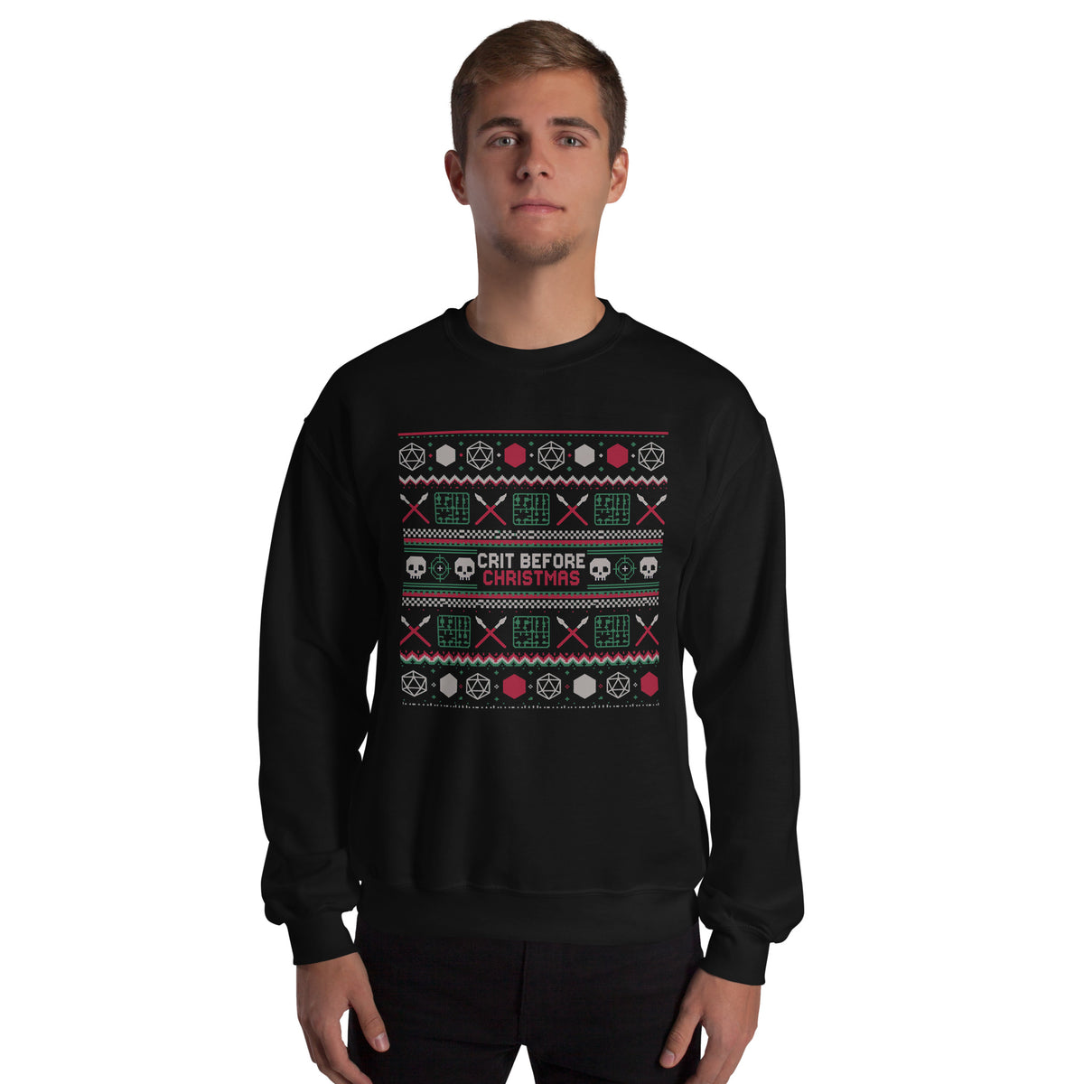 "Crit Before Christmas" Ugly Sweater Graphic Crewneck Sweatshirt