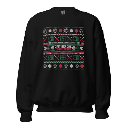 "Crit Before Christmas" Ugly Sweater Graphic Crewneck Sweatshirt