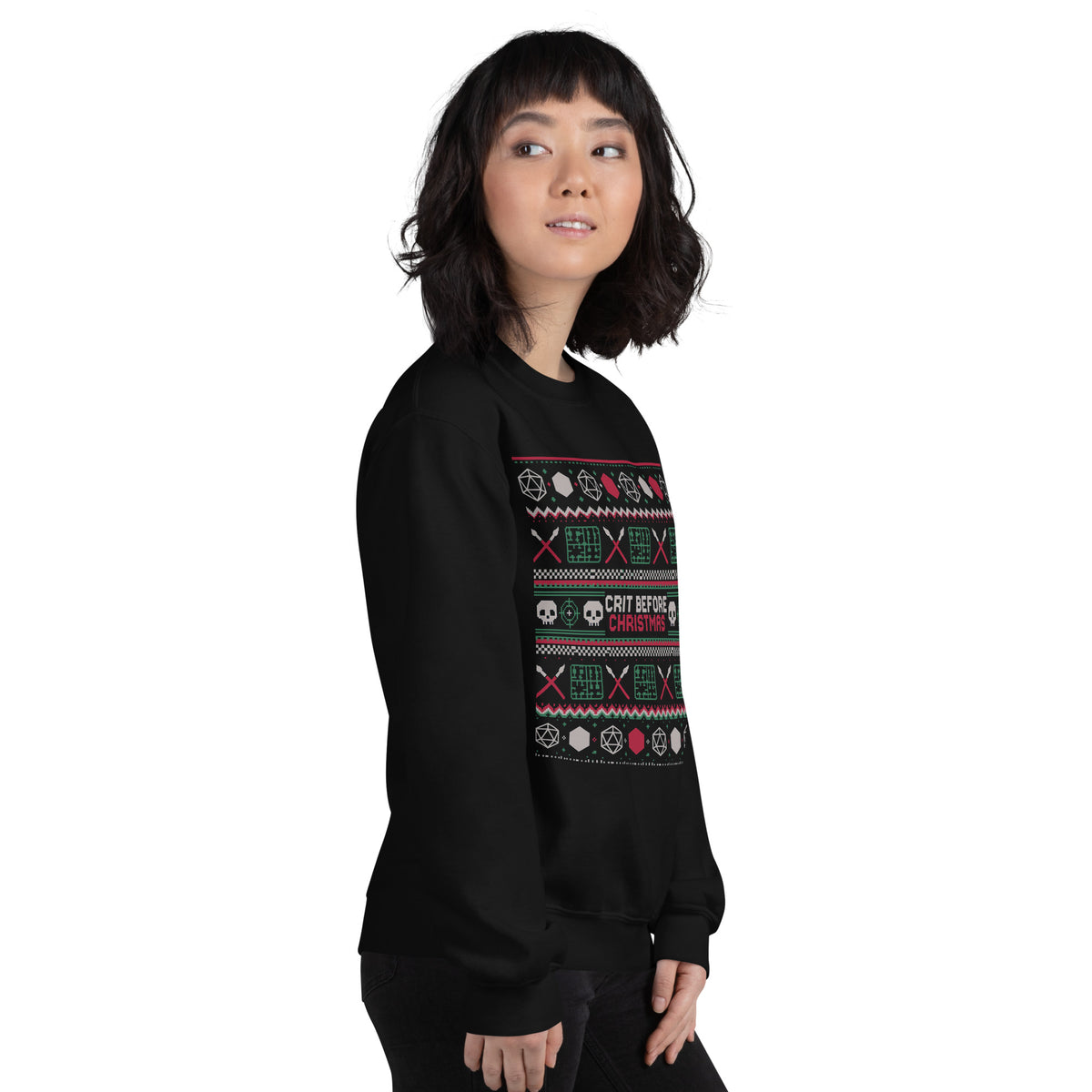 "Crit Before Christmas" Ugly Sweater Graphic Crewneck Sweatshirt
