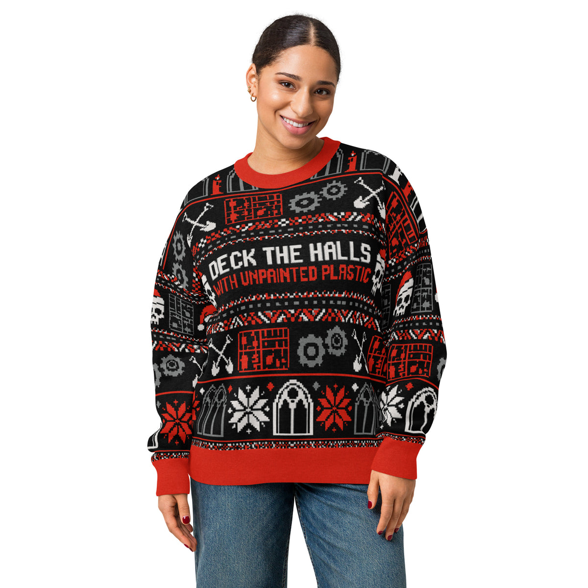 Deck the Halls with Unpainted Plastic Ugly Sweater – True Jacquard Knit Wargamer & Hobbyist Pullover