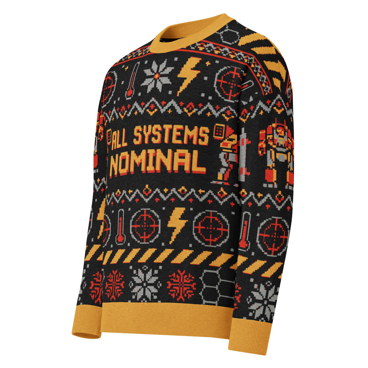 Mech Command Holiday Armor: "All Systems Nominal" Jacquard Knit Sweater